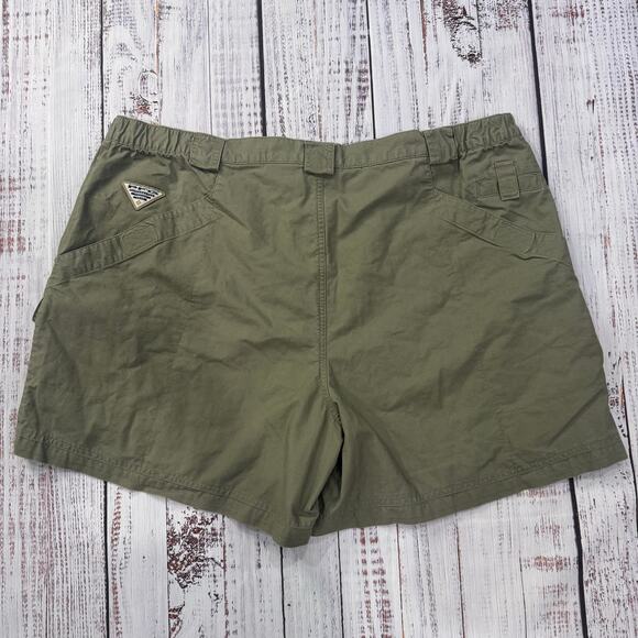 Columbia PFG Cargo Fishing Shorts Men’s 3X Green Cotton Mesh Pockets Belted 5 in - Picture 2 of 8